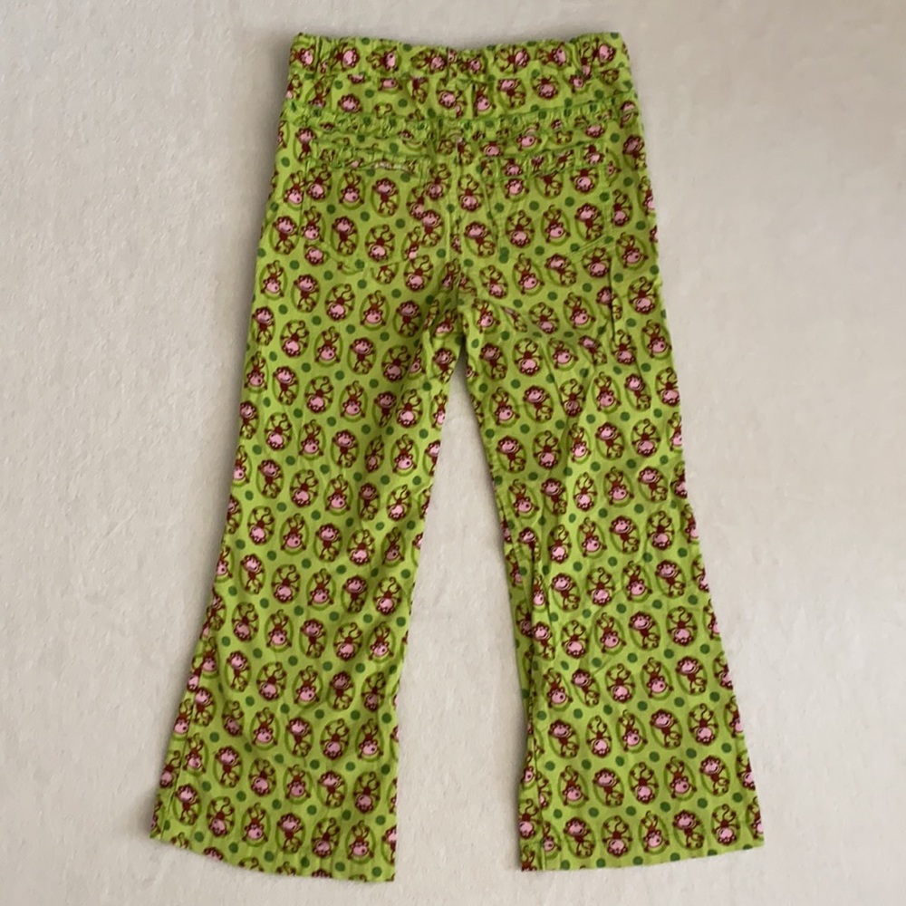 {VTG} CR Kids | Monkey & Polka Dot Wide Leg Corduroy Pants Ruffle Pocket Green 5 - Picture 9 of 15